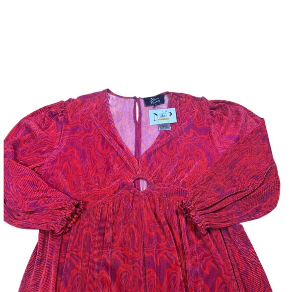 NWT Nina Parker Prism Maxi Dress Keyhole Pleated Orange Pink 3X - Picture 6 of 9